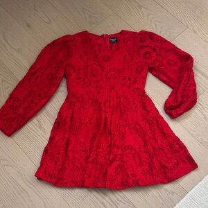 Bardot Girls Red Lace Long Sleeve Dress